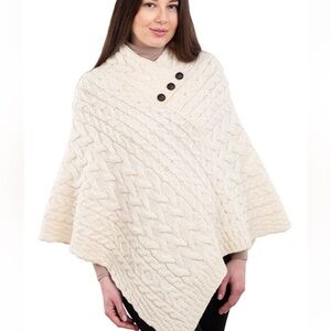 100% Extra Fine Merino Wool Knit Poncho